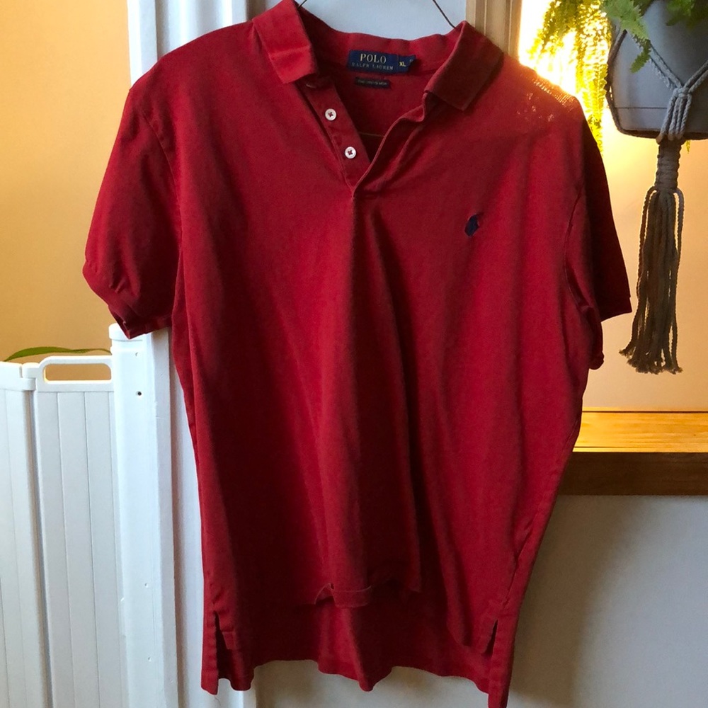 Red Pima Stretch Mesh Cotton RL Polo